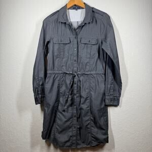 Women's‎ Gap Black Chambray Shirtdress Button Front Tie Waist Dress Size M